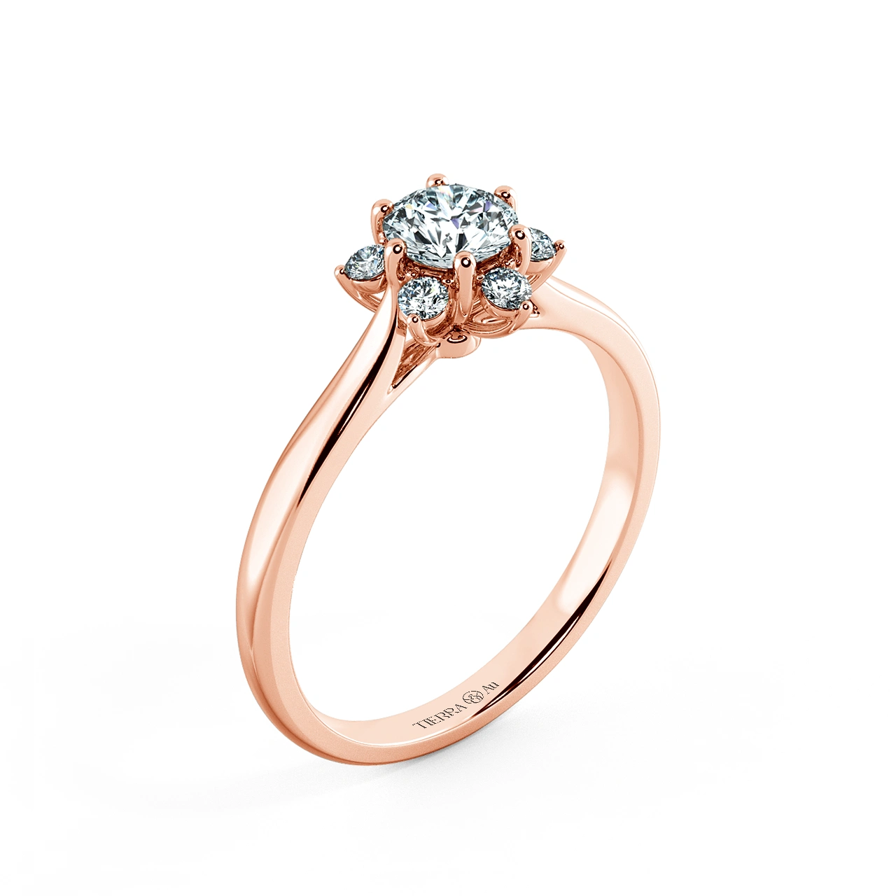 Small Halo Snowflake Engagement Ring with Shiny Band NCH2001 4